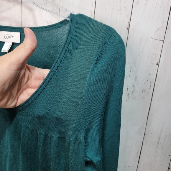 New! LOFT Ann Taylor Green Cotton Sweater Womens Size Large Pullover Lightweight - Picture 3 of 7